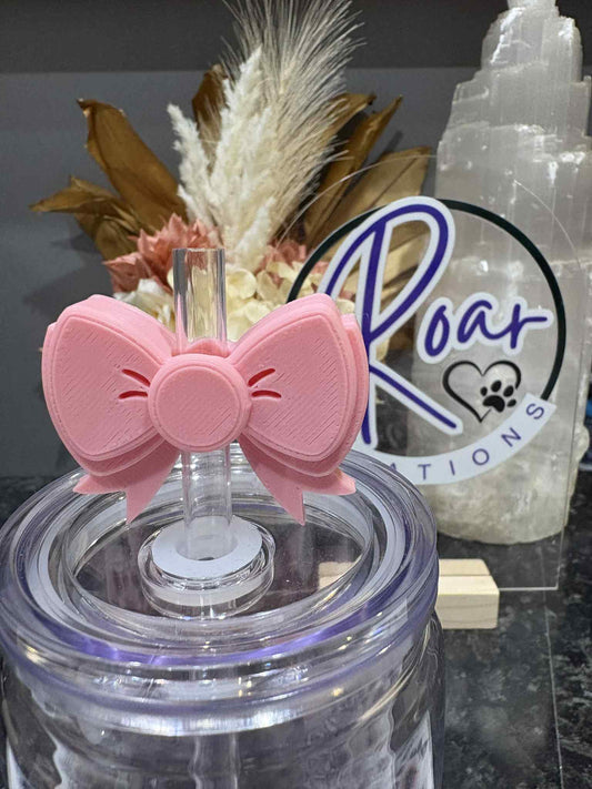 Pink Bow Straw Topper